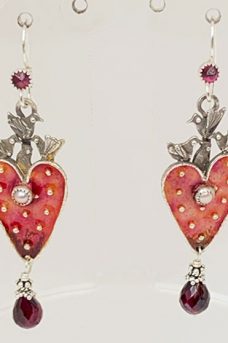 Sterling Silver, Enameled, Garnets, Pearls Earrings