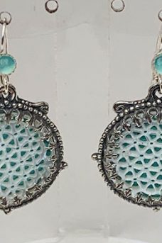 Sterling Silver, Mother of Pearl, Calcedonia Earrings
