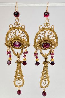 Bronze, Garnets Earrings