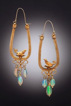Gold Plate and Ethiopian Opal earrings