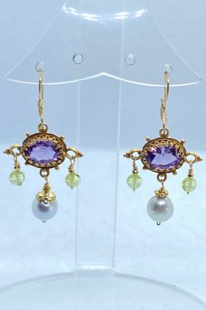 Gold Plate, Amethyst, Peridot, Pearls