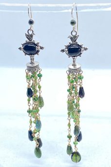 Sterling Silver, Green Tourmaline, Black Onyx