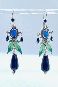 Sterling Silver, Enameled, Opal, Black Opal