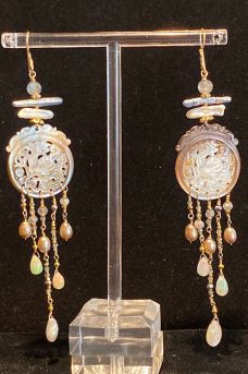 Gold Filled, Mother of Pearl, Pearls, Opals, Labradorite earrings