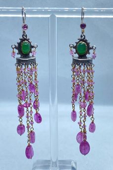 Sterling Silver, Goldfilled, Pink Sapphires, Chrisophrase earrings by Musi