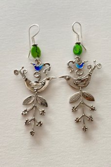 Sterling Silver, Enameled, Turquoise musi earrings