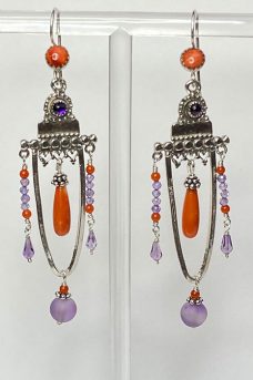 Musi Jewelry earrings: Sterling Silver, Coral, Amethyst