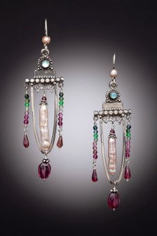 Sterling Sliver, Pearls, Tourmaline, Garnet