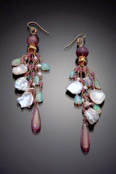 Tourmaline, Pearls and Ethiopian Opals Musi Earrings