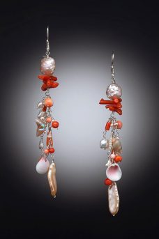 Goldfilled, Coral, Shells Earrings Musi Jewelry