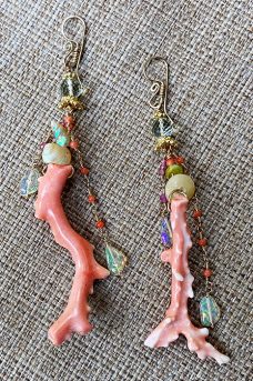 Goldfilled, Pink Coral, Pearls, Ethiopian Opals Musi Jewelry Earrings