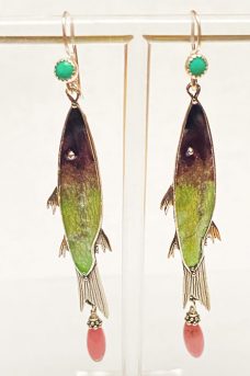 Musi earrings Sterling Silver, Enamel, Rosacrusite, Turquoise