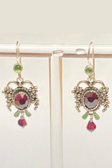 Sterling Silver, Garnets, Peridot Musi Jewelry Earrings
