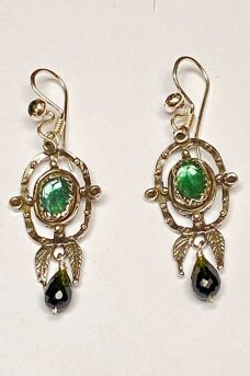 Earrings of Sterling Silver, Green Tourmaline