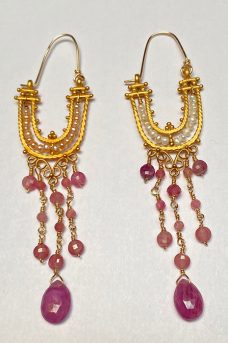 Gold Filled, Tourmaline, Pearls earrings