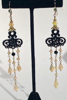 Gold Filled, Ethiopian Opals, Horn Musi earrings